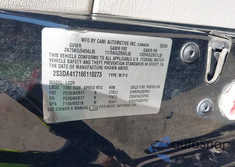 2008 Suzuki Xl7 Luxury из США, поврежденный, VIN 2S3DA417186118273